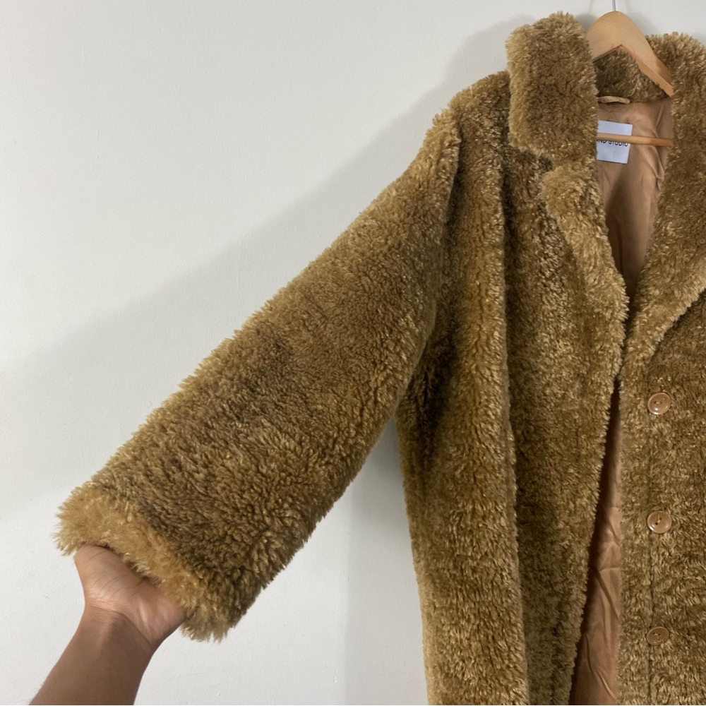 STAND STUDIO Anika Coat Faux Shearling in Camel - 36/S - Picture 12 of 16